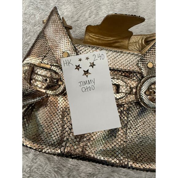 Jimmy Choo Python Tulita Shoulder Bag in Metallic Gold/Silver - Picture 4 of 12